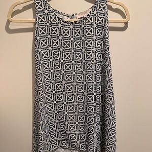 Loft Navy and White Patterned Blouse